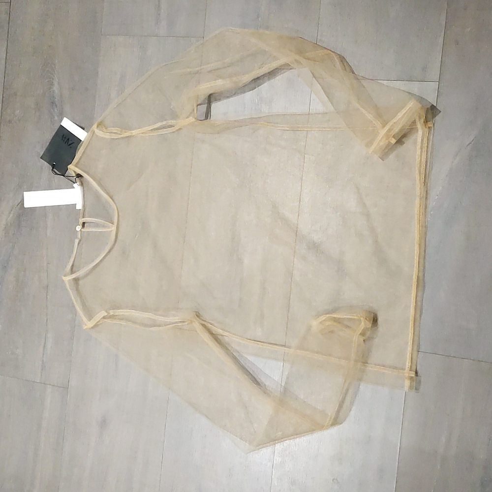 ZARA TULLE NUDE MESH TOP - Picture 2 of 2